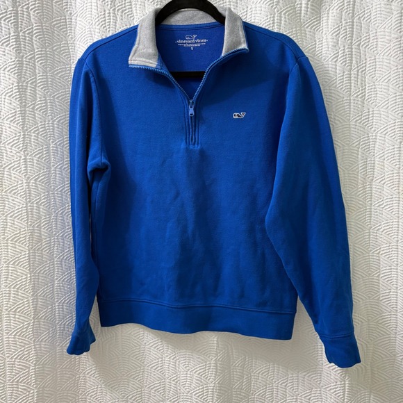Vineyard Vines Pullover Sweatshirt Quarter Zip Whale Logo‎ Blue Small - Picture 1 of 4